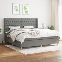 Boxspring met matras stof donkergrijs 200x200 cm