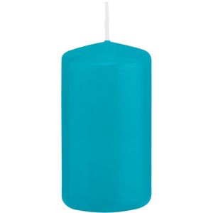 1x Kaarsen turquoise blauw 5 x 10 cm 23 branduren sfeerkaarsen   -