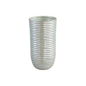 PTMD Ryll Pearl shiny ceramic pot ribbed round M