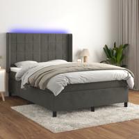 Boxspring met matras en LED fluweel donkergrijs 140x200 cm
