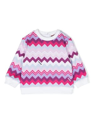 Missoni Kids sweat en coton à imprimé zig-zag - Blanc