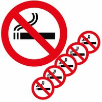 Set van 6x stuks sticker verboden te roken 10.5 cm vierkant - Feeststickers - thumbnail