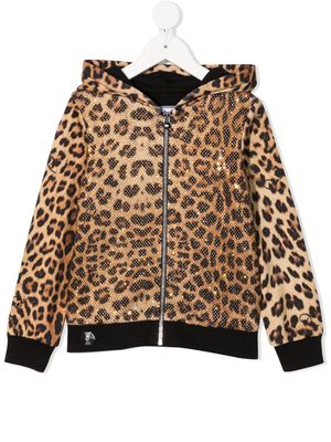 Philipp Plein Junior hoodie à imprimé léopard - Tons neutres
