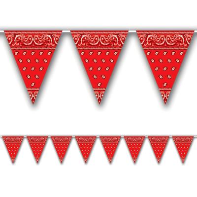 Boeren zakdoek vlaggenlijn - 366 cm - Cowboy western thema feestversiering - rood