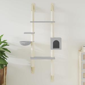 VidaXL Kattenmeubel wandgemonteerd met krabpaal 180 cm lichtgrijs