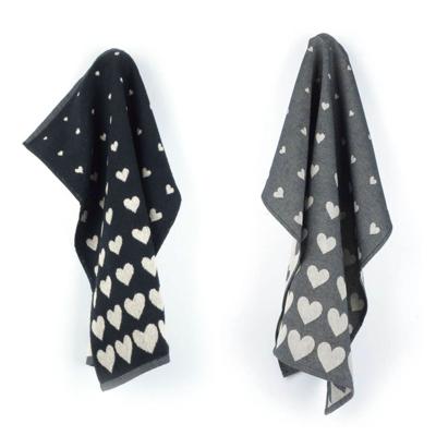 Thee- en keukendoek hearts black