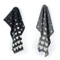 Thee- en keukendoek hearts black