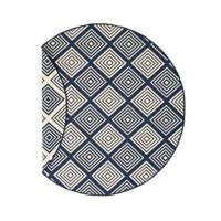 Tapeso Rond Buitenkleed ruit - Flip Gem donkerblauw - 160 cm rond