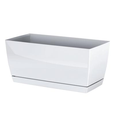 Prosperplast Plantenpot met opvangschaal - kunststof - parel wit - 40x19x18 cm - binnen/buiten