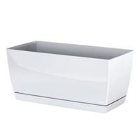 Prosperplast Plantenpot met opvangschaal - kunststof - parel wit - 40x19x18 cm - binnen/buiten
