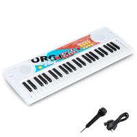 Kinderpiano Keyboard 49 Toetsen Draagbaar Elektrisch Keyboard met 8 Ritmes 8 Geluiden & 10 Demo's Wit