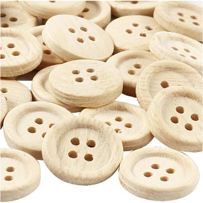 Creativ Company Houten knopen, d 23 mm, 4 gaten, 30 stuk/ 1 doos