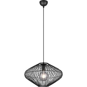 LED Hanglamp - Hangverlichting - Trion Caboli - E27 Fitting - Rond - Mat Zwart - Aluminium