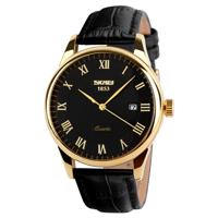 SKMEI 9058 multifunctionele outdoor Fashion waterdichte gouden shell Quartz polshorloge (mannen stijl zwart gezicht zwarte riem)