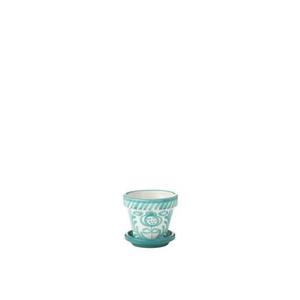 J-Line Flowerpot+Plate Granada Handmade+Painted Ceramic Aqua Extra