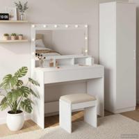 Kaptafel met plank Wit 100 x 41 x 135 cm Bewerkt hout