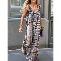 Dames Lange jurk maxi-jurk Casual jurk Hemdjurk Tank-jurk Tie Dye Modern Casual Dagelijks Feestdagen Vakantie Afdrukken Mouwloos V-hals Jurk Ruim Passend Geel Grijs Zomer Lente S M L XL XXL Lightinthebox - thumbnail