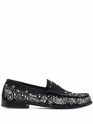 RHUDE mocassins imprimés à bords francs - Noir