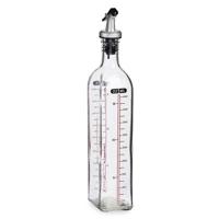 Azijn/Olie fles met inhoud meter in ml - glas - met schenktuit - olijfolieflessen - 500 ml