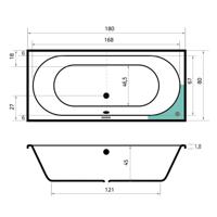XenZ Ligbad Beterbad Madeira 180x80 cm Inclusief Badpoten Antraciet