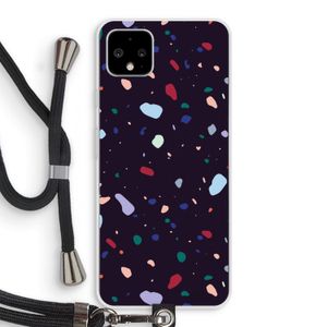 Dark Rounded Terrazzo: Pixel 4 XL Transparant Hoesje met koord