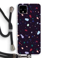 Dark Rounded Terrazzo: Pixel 4 XL Transparant Hoesje met koord