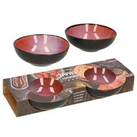Tapas schaaltjes - 2x - zwart/roze - aardewerk - 12 x 4 cm