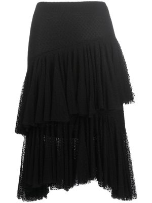 Philosophy Di Lorenzo Serafini jupe mi-longue asymétrique à volants superposés - Noir