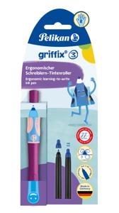 Pelikan Griffix roller, op blister, voor rechtshandigen, paars - blauw