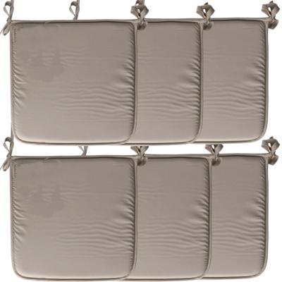 Stof Textile Home stoelkussens - 6x - grijs - 38 x 38 x 3 cm - voor binnen - vierkant