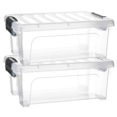 Multi Storage Opslagbox met deksel - 2x - transparant - 8 liter - 36 x 25 x 14 cm - kunststof