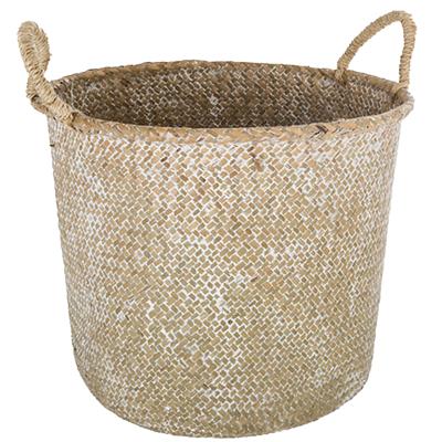 Opbergmand Julian - rond - riet - naturel - 37 x 27 cm - opvouwbaar - decoratie mand