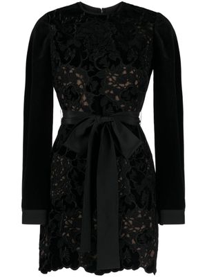 Elie Saab robe longue à fleurs en dentelle - Noir