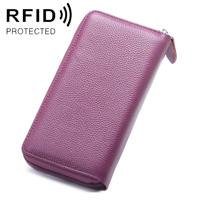 902 Antimagnetic RFID Litchi Texture Women Large Capacity Hand Wallet Purse Phone Bag with Card Slots(Purple)