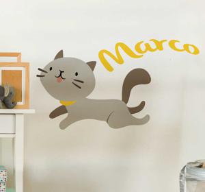Dieren muursticker personaliseerbare kat