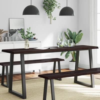 Tafelblad natuurlijke rand 180x50x(2-4)cm eikenhout donkerbruin