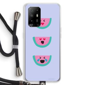 Smiley watermeloen: Oppo A94 5G Transparant Hoesje met koord