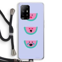 Smiley watermeloen: Oppo A94 5G Transparant Hoesje met koord