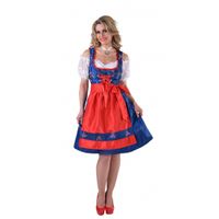 Luxe blauwe Dirndl jurk met rood schort