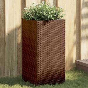 Plantenbak 30x30x60 cm poly rattan bruin