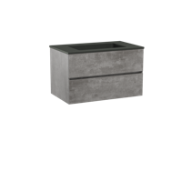 Storke Edge zwevend badmeubel 85 x 52 cm beton donkergrijs met Scuro enkele wastafel in mat kwarts