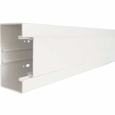 Wandgoot kunststof 65 x 130mm 2,0mtr. Ral 9010 wit inclusief deksel (prijs per meter)