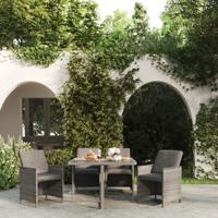 5-delige Tuinset met kussens poly rattan grijs