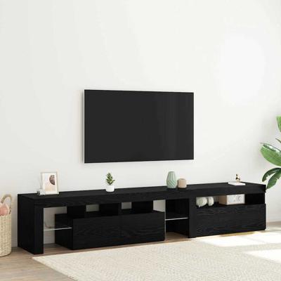 Tv-meubels 2 st met LED's bewerkt hout zwart eikenkleurig