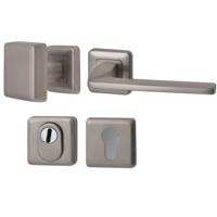 Hardbrass Voordeurset Charley/Zenith 3-delig linkswijzend - PVD Inox