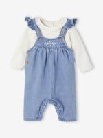 2-delige babyset met salopet van denim + body stone