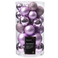 Decoris kerstballen - 30x stuks - 4, 5 en 6 cm - lila paars - kunststof