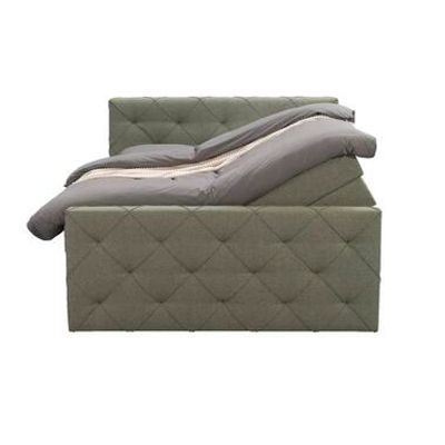 Boxspring met opbergruimte en voetbord Liv geruit - groen - 180x200cm - Leen Bakker