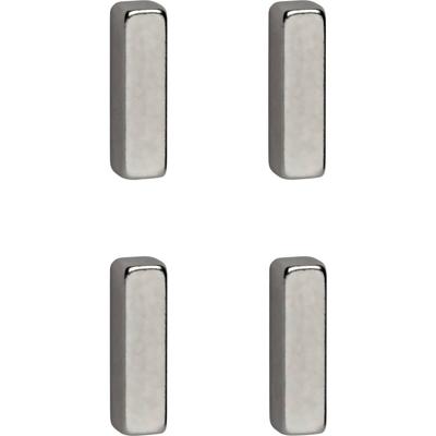 Maul Neodymium magneet (b x h x d) 15 x 4 x 4 mm Rechthoekig, Staaf Zilver 4 stuk(s) 6169096