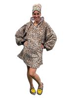 Snuggie fleece met hoodie - leopard print - Badrock - thumbnail